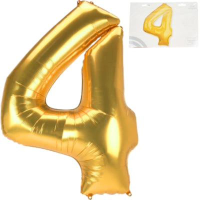 Load image into Gallery viewer, Amscan folie ballon jumbo cijfer 4 goudkleurig 137 cm | 36 stuks