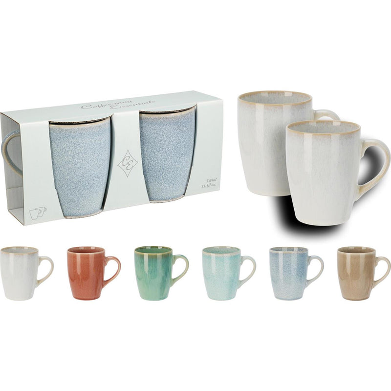 Afbeelding laden in galerijviewer, Excellent houseware set a 2 mokken aardewerk gres 340ml