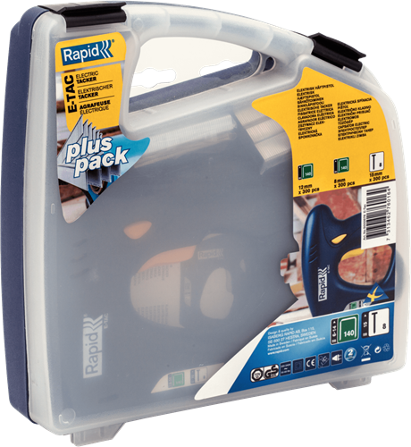 Afbeelding laden in galerijviewer, Rapid elektrische tacker e-tac | incl. 300 nieten 140 8 + 300 nieten 140 12 + 300 brads 8 15 - 5000576