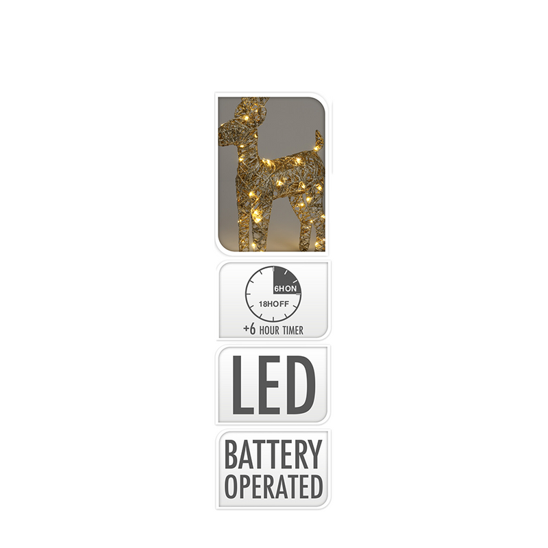 Afbeelding laden in galerijviewer, Rendier led goud 40 leds 37cm