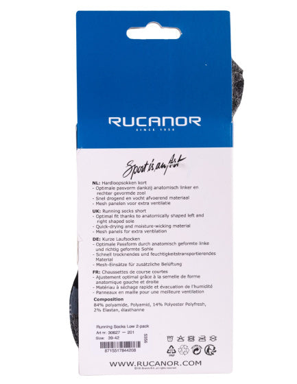 Load image into Gallery viewer, Rucanor Hardloopsokken kort 2-pack zwart maat 39-42