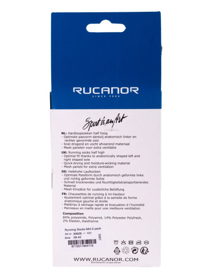 Load image into Gallery viewer, Rucanor Hardloopsokken lang 2-pack wit grijs maat 39-42