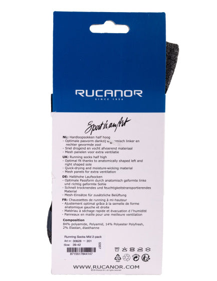 Load image into Gallery viewer, Rucanor Hardloopsokken lang 2-pack zwart maat 35-38