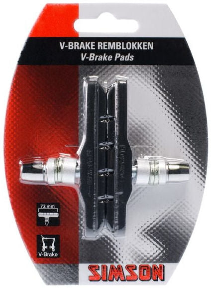 Load image into Gallery viewer, remblokken V-brake 72 x 12,5 mm zwart 2 stuks
