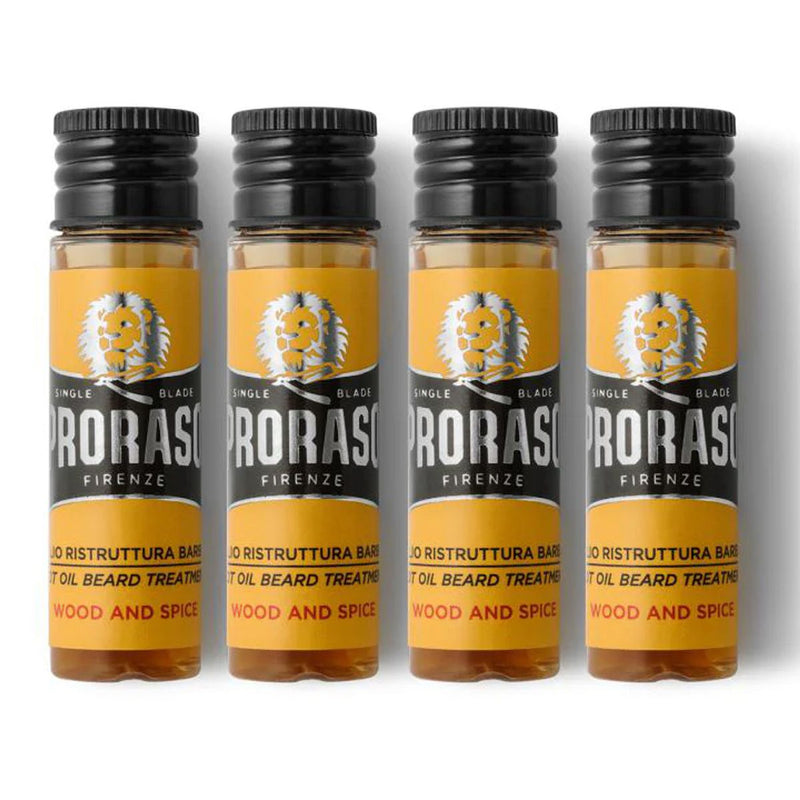 Load image into Gallery viewer, Proraso hot oil beard treatment wood spice 4x17ml