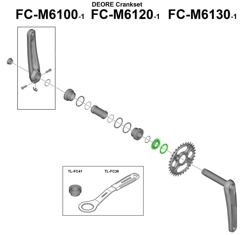 Load image into Gallery viewer, Shimano lockring for fc-m6100-1