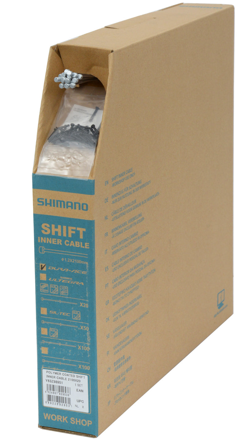 Afbeelding laden in galerijviewer, Shimano dura ace gear wire polymer coated 1.2mm x 2100mm box 20 pieces