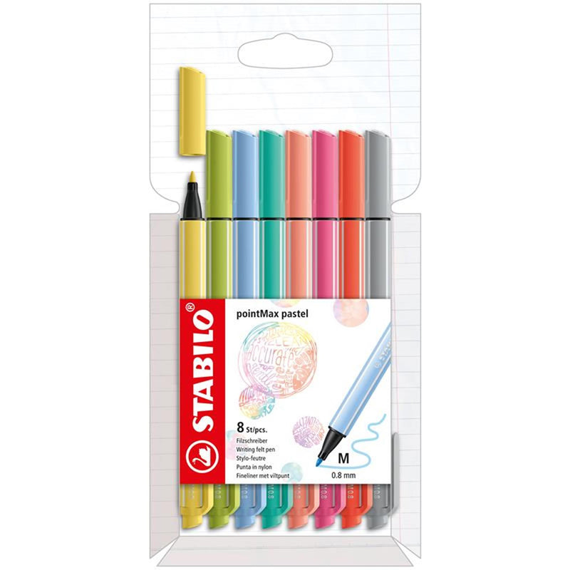Load image into Gallery viewer, Stabilo pointmax pastel - hardtip fineliner - set met 8 stuks