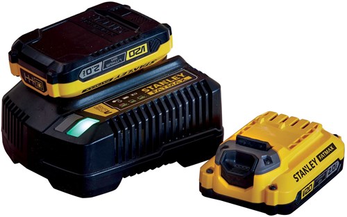 Load image into Gallery viewer, Stanley powertools stanley fatmax sfmcb12d2 v20 18v startset | 2x 2.0ah + 2a lader - sfmcb12d2-qw