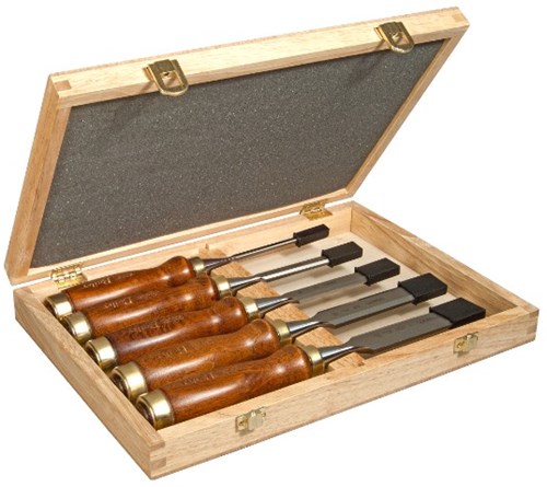 Afbeelding laden in galerijviewer, Stanley handgereedschap houtbeitelset bailey 5-delig houten kist - 2-16-217