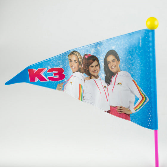 Load image into Gallery viewer, Studio 100 fietsvlag k3 junior 150 cm vinyl roze geel