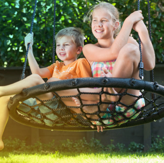 Load image into Gallery viewer, SwingKing Nestschommel voor 1 tot 2 Kinderen Ø 100 cm Zwart