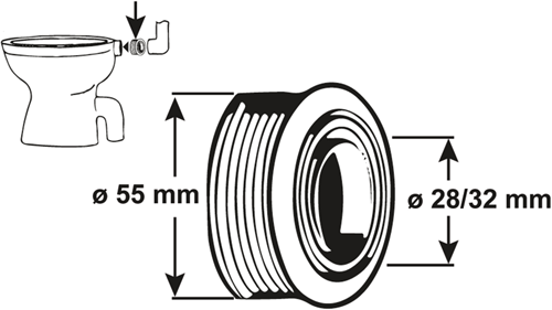 Load image into Gallery viewer, Cornat binnenverbinding wc 28 32mm 55mm - t360499