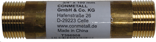 Load image into Gallery viewer, Cornat messing ms buisnippel mm 3 4 100mm - t396908