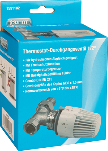 Load image into Gallery viewer, Cornat thermostat radiatorkraan recht 1 2 - t591102