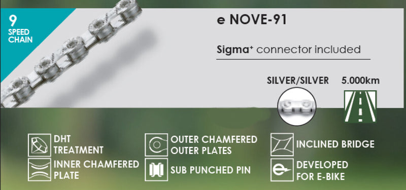 Load image into Gallery viewer, Taya E-bike ketting e-nove-91 1 2x5 64 9 speed dht 136s zilver