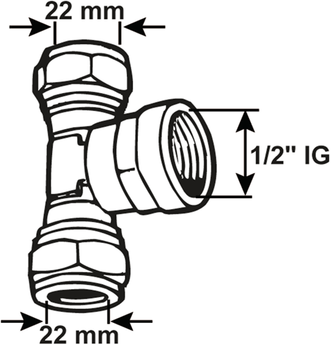 Load image into Gallery viewer, Cornat knelkoppeling ms t-stuk 22x1 2x22mm - tec583696