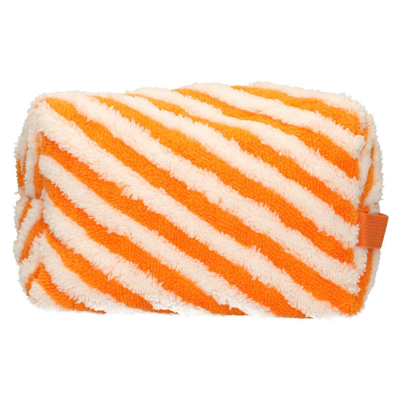 Load image into Gallery viewer, Traveller toilettas badstof stripe oranje 23cm x 13cm