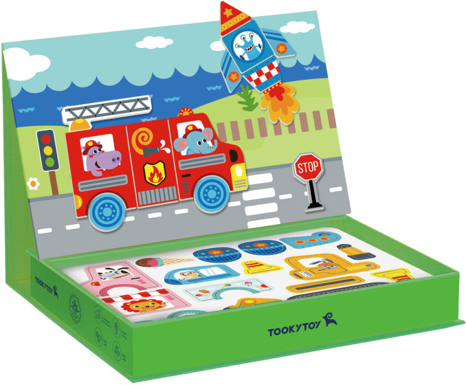 Load image into Gallery viewer, Tooky toy Educatief Houten Magneetbord Transport 80-delig