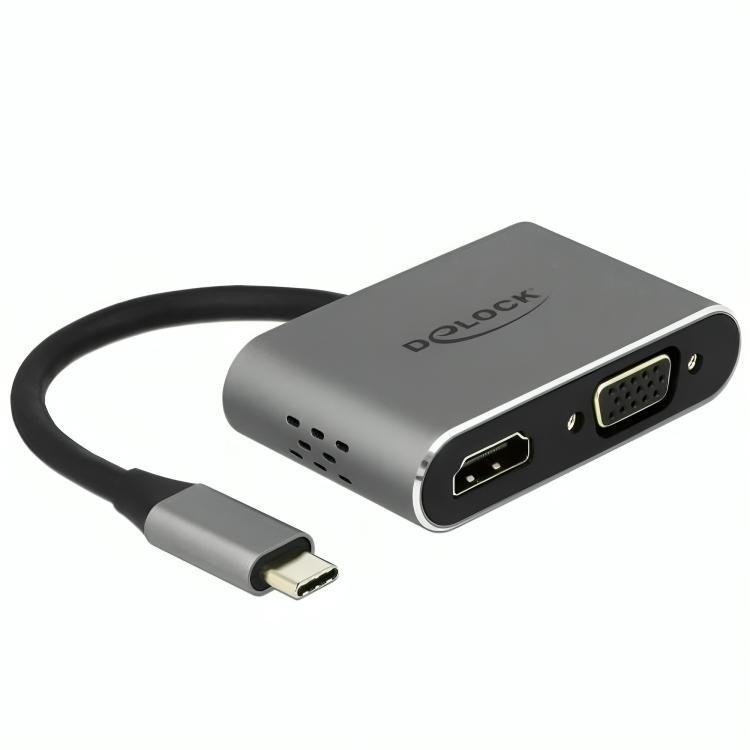 Load image into Gallery viewer, Delock usb-c > hdmi + vga adapter (grijs, 0,12 meter)