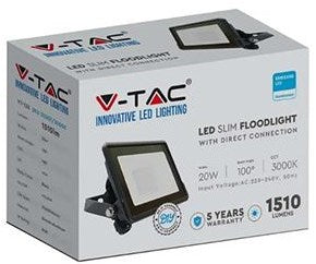 Load image into Gallery viewer, V-tac led bouwlamp 20w 6500k zwart + kabelinvoer - 9332115