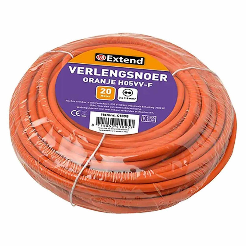 Afbeelding laden in galerijviewer, Verlengsnoer 20m ongeaard 2x1,5mm h05vv oranje
