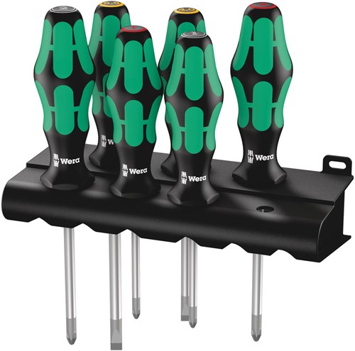 Afbeelding laden in galerijviewer, Wera 335 350 355 6 schroevendraaierset kraftform plus lasertip + houder, 6 -delig - 1 stuk(s) - 05105622001