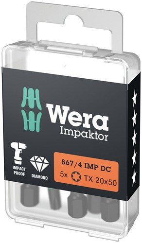 Load image into Gallery viewer, Wera 867 4 imp dc diamond impaktor torx® bits tx 20x50 05057664001