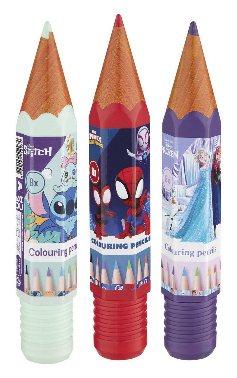Load image into Gallery viewer, Disney spidey stitch frozen 8 kleurpotloden in potloodverpakking