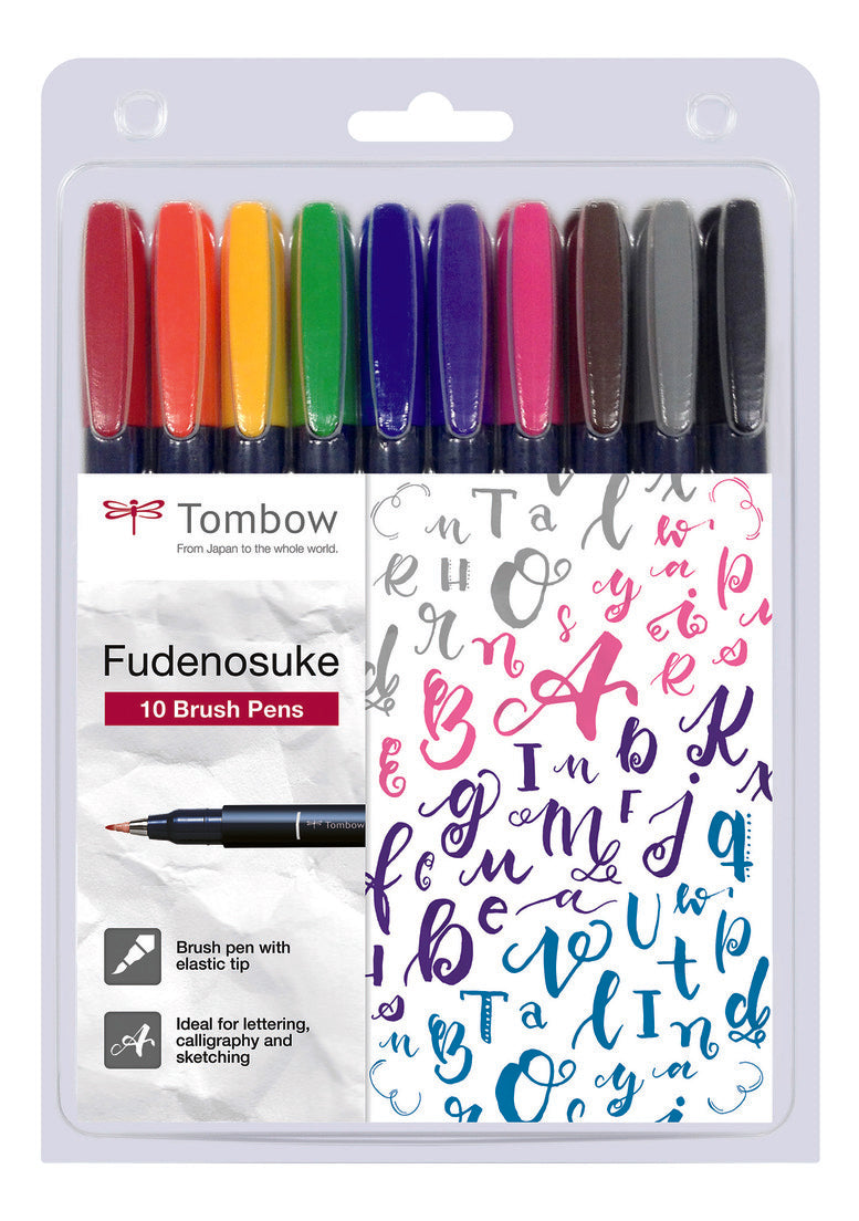 Load image into Gallery viewer, Tombow • fudenosuke brushpen hard tip 10pcs