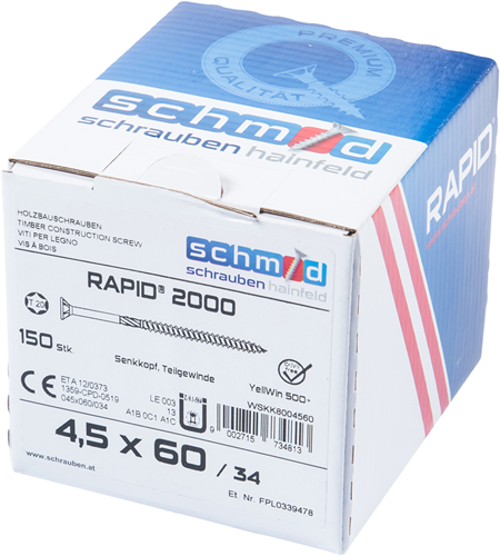 Load image into Gallery viewer, Schmid schrauben rapid2000 tx-schroef 4,5x60 150 vz - wskk8004560