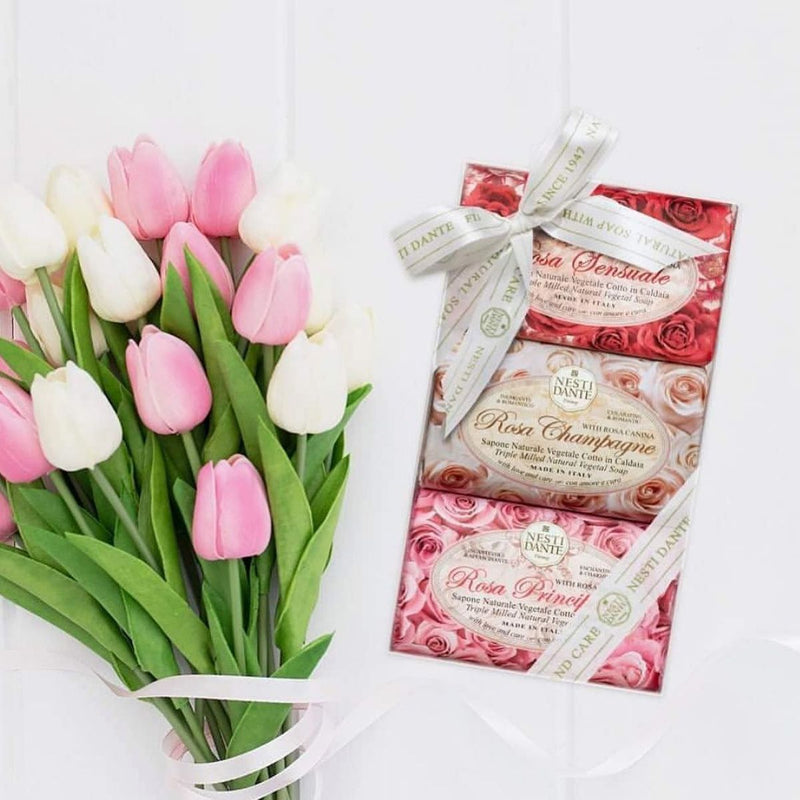 Load image into Gallery viewer, Nesti dante geschenkset zeep rosa 3x150gr.