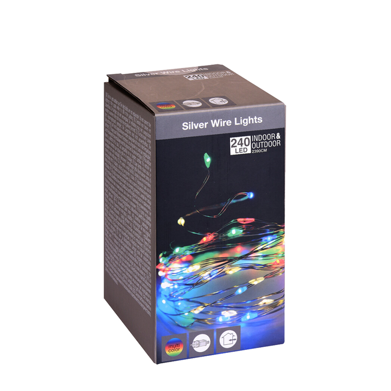 Afbeelding laden in galerijviewer, Zilverdraad led multicolor 240 leds 2390cm