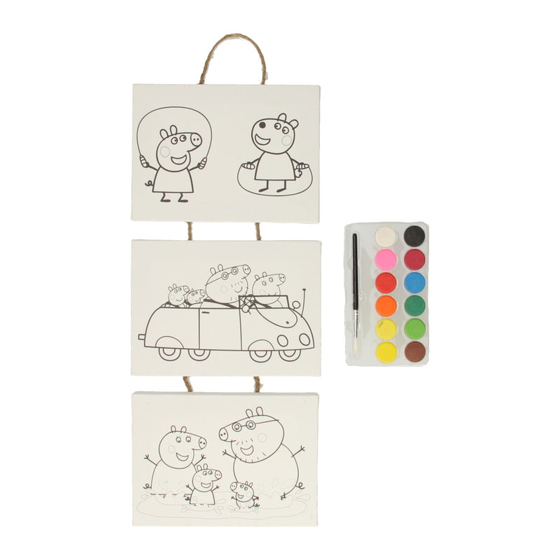 Load image into Gallery viewer, Peppa Pig 3 Mini Canvas (met penseel en verf)