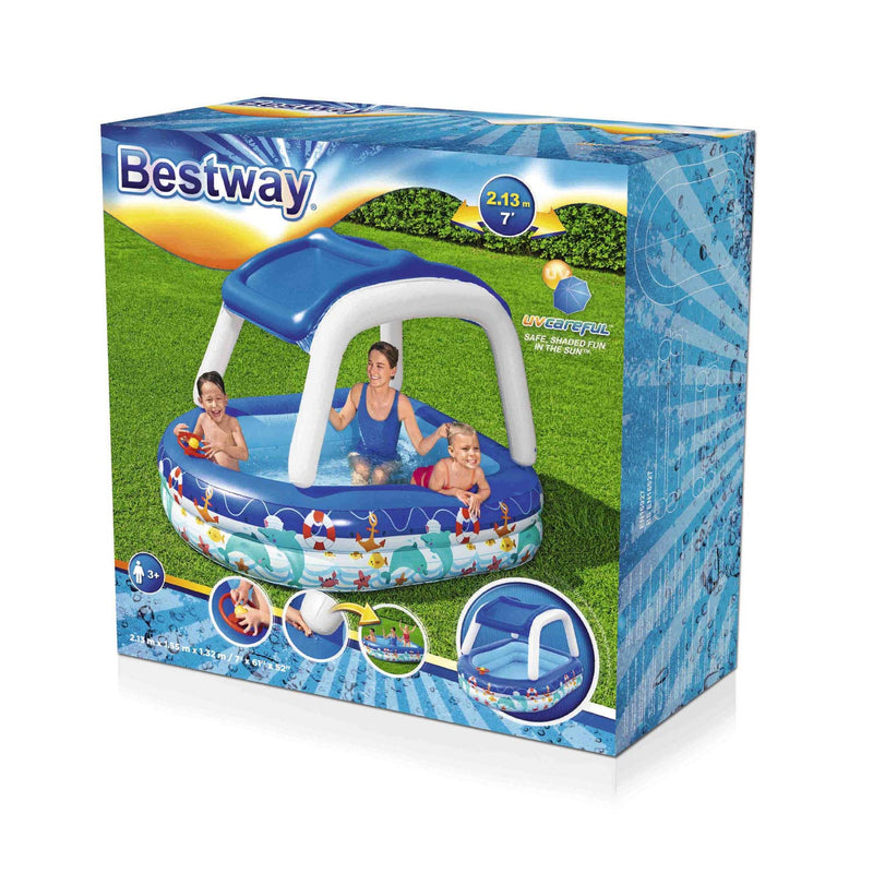 Load image into Gallery viewer, Bestway Familiezwembad met Zonnescherm Zeekapitein, 213x155x132cm