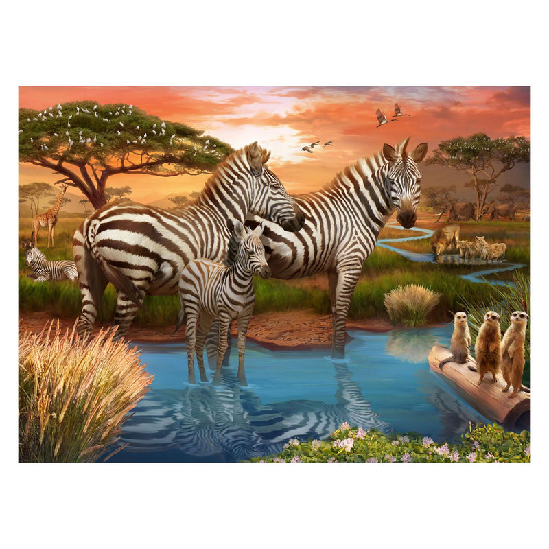 Load image into Gallery viewer, Ravensburger Puzzel Zebra's bij de Drinkplaats, 500st.