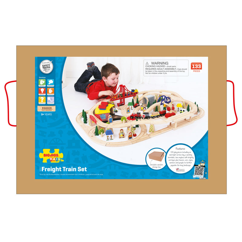 Load image into Gallery viewer, Bigjigs Houten Treinset in Houten Kist, 130dlg.