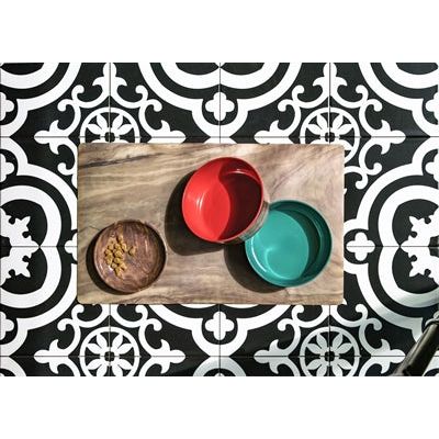 Load image into Gallery viewer, Tarhong Voerbak hond olive melamine houtprint sienna roze