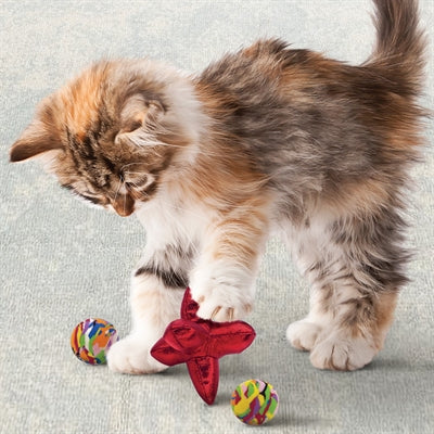 Load image into Gallery viewer, Kong Cat active jacks stuiterbal multipack met catnip rood
