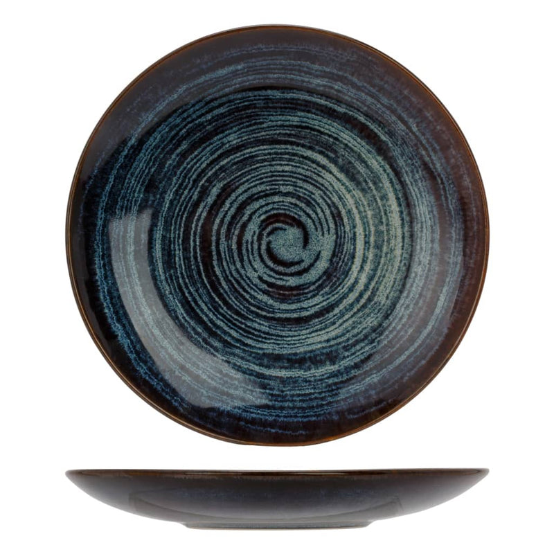 Load image into Gallery viewer, Cosy Trendy Cosy Trendy Dessertbord Atlantis 6 st cirkelpatroon Ø21,5 cm blauw