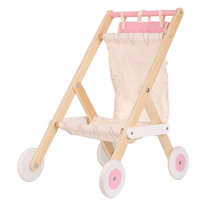 Load image into Gallery viewer, Classic World World Houten Poppenbuggy Wit Roze