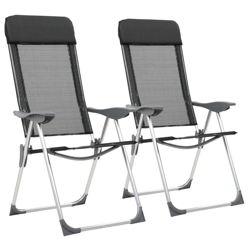 Load image into Gallery viewer, VidaXL Campingstoelen inklapbaar aluminium zwart 2 st