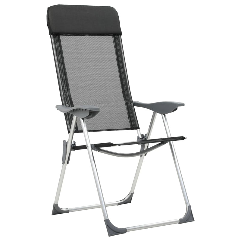 Load image into Gallery viewer, VidaXL Campingstoelen inklapbaar aluminium zwart 2 st