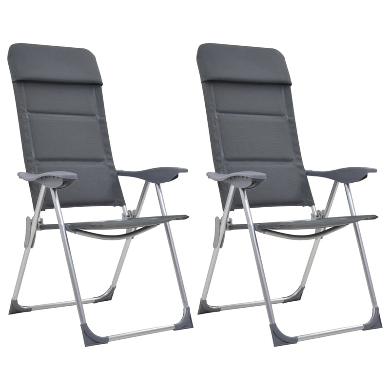 Load image into Gallery viewer, VidaXL Campingstoelen 58x69x111 cm aluminium grijs 2 st