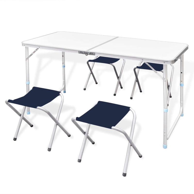 Load image into Gallery viewer, VidaXL Campingtafel inklapbaar en verstelbaar aluminium 120 x 60 cm 4 stoelen