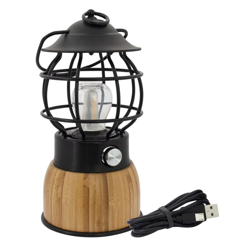 Load image into Gallery viewer, Eurotrail Campinglamp Breeze LED bamboe zwart