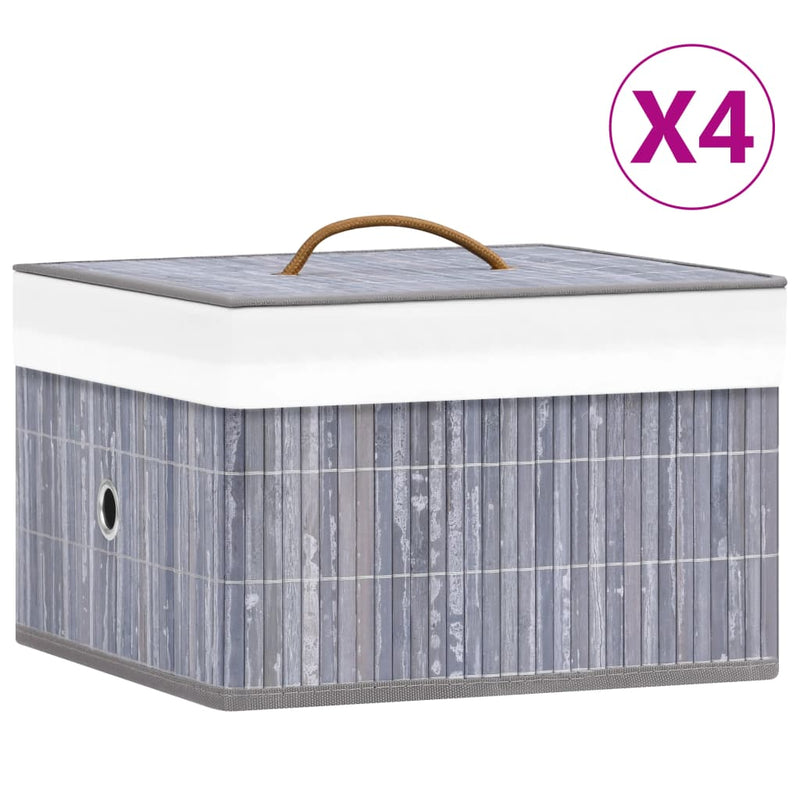 Load image into Gallery viewer, VidaXL Opbergboxen 4 st bamboe grijs