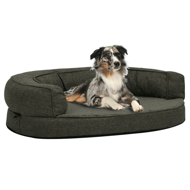Load image into Gallery viewer, VidaXL Hondenbed ergonomisch linnen-look 90x64 cm fleece donkergrijs