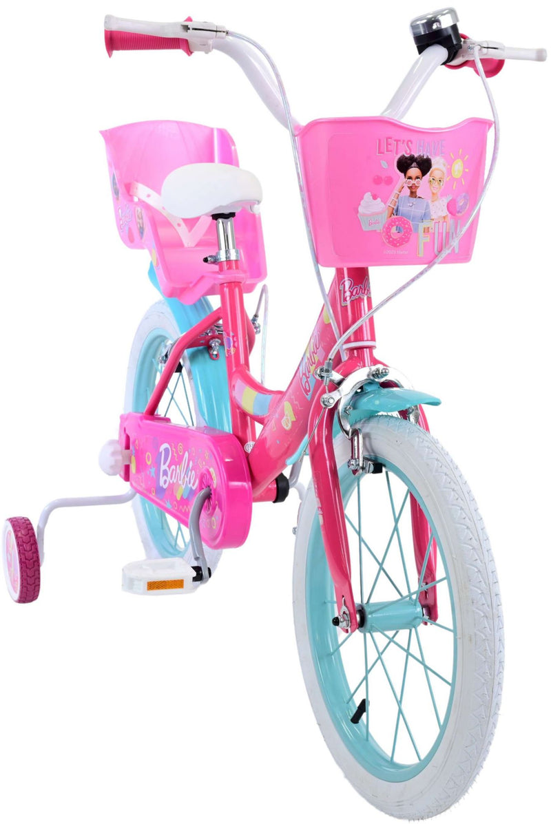 Load image into Gallery viewer, Barbie kinderfiets - meisjes - 16 inch - roze - twee handremmen