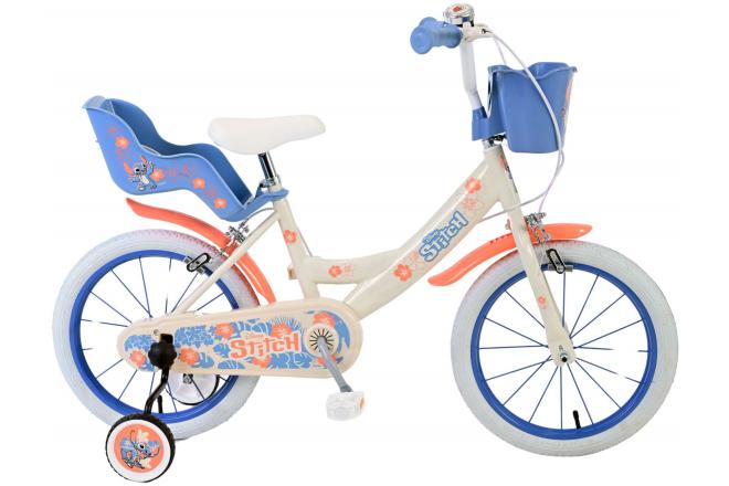 Load image into Gallery viewer, Stitch Stitch Kinderfiets Meisjes 16 inch Creme Koraal Blauw Twee handremmen